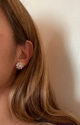 Boucles d'oreilles Puces d'oreilles marguerite diamants, fin XIXème 58 Facettes