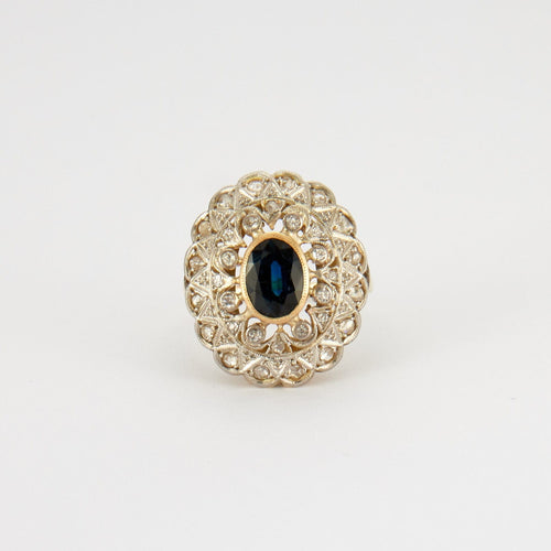 Bague 58 BAGUE ART DÉCO SAPHIR DIAMANTS 58 Facettes