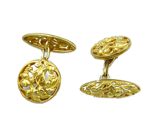Boutons de manchette Boutons de manchette Art Nouveau or jaune 58 Facettes