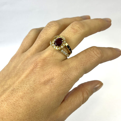 Bague 53 Bague Or jaune Rubis Diamants Saphir 58 Facettes 20400000784
