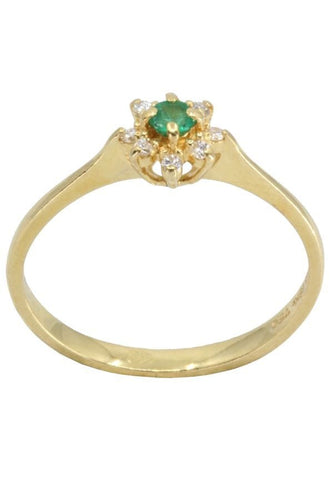 Bague 53 BAGUE FLEUR ÉMERAUDE ET DIAMANTS 58 Facettes 055411