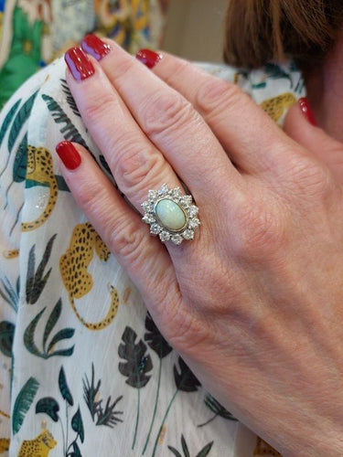 Bague BAGUE ANCIENNE OPALE ET DIAMANTS 58 Facettes 065401