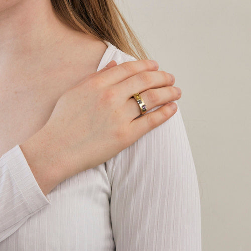 Bague 54 Bague bandeau Or jaune Améthyste Citrine Aigue-marine 58 Facettes 240041