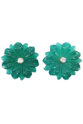 Boucles d'oreilles BOUCLES D'OREILLES FLEURS ÉMERAUDE DIAMANTS 58 Facettes 075941