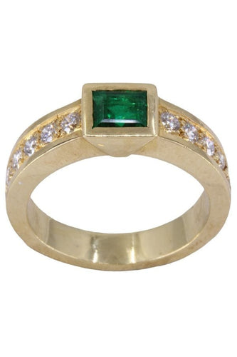 Bague 56 BAGUE MODERNE ÉMERAUDE DIAMANTS 58 Facettes 075681