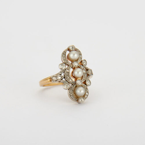 Bague 52 Bague Art Nouveau Perles 58 Facettes