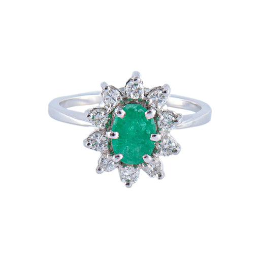 Bague Bague Marguerite Emeraude et diamants 58 Facettes