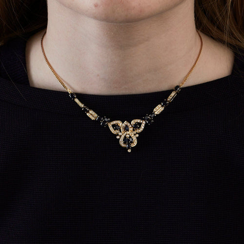 Colliers Collier Or jaune Diamants Saphir 58 Facettes