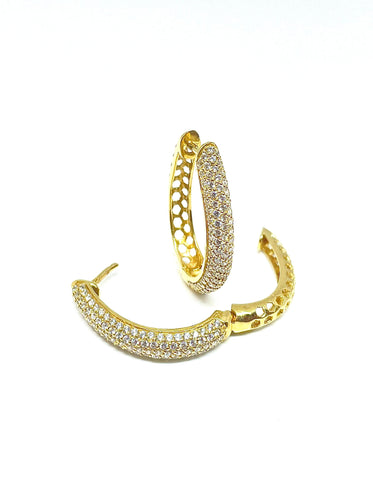 Boucles d'oreilles Créoles en or jaune, diamants synthétiques 58 Facettes