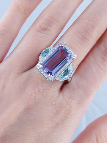 Bague 52 Bague Améthyste Topaze Diamants 58 Facettes