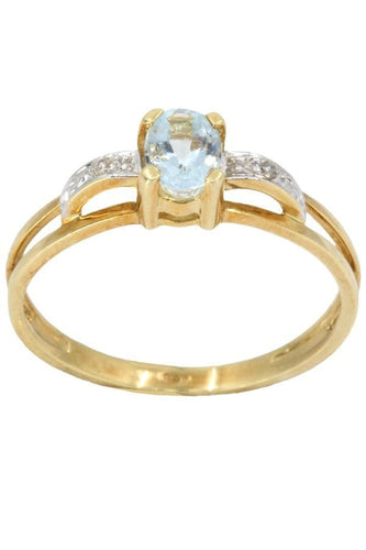 Bague BAGUE MODERNE AIGUE-MARINE ET DIAMANTS 58 Facettes 054141