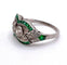 Bague Bague style Art Déco Platine Diamants et Emeraudes. 58 Facettes