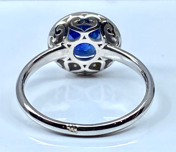 Bague 53 Bague Marguerite Or blanc Saphir et Diamants 58 Facettes AB222