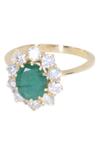 Bague 54 BAGUE POMPADOUR ÉMERAUDE DIAMANTS 58 Facettes 075701