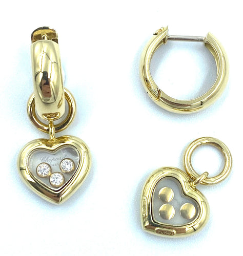 Boucles d'oreilles CHOPARD. Créoles Happy Diamonds or jaune et diamants 58 Facettes