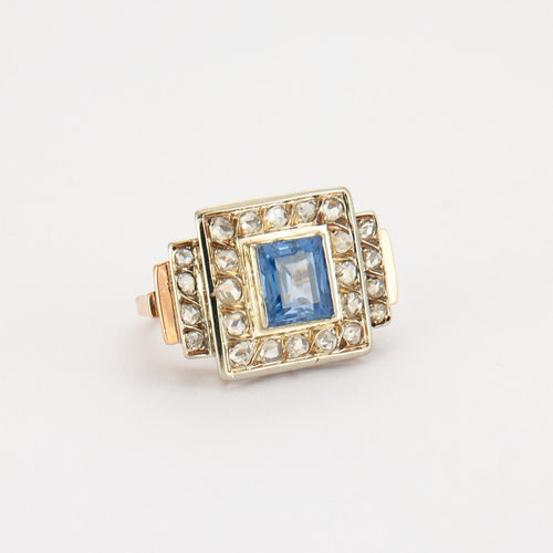 Bague 49 Bague Art Déco Saphir Diamants 58 Facettes