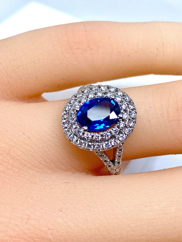 Bague 52 Bague Saphir entourage diamants 58 Facettes AB251