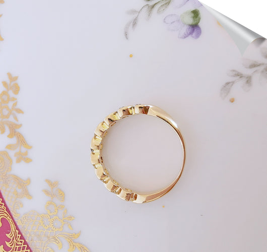 Bague 58.5 Demi-Alliance Diamants 0,90 ct Or Jaune 58 Facettes AA 1517