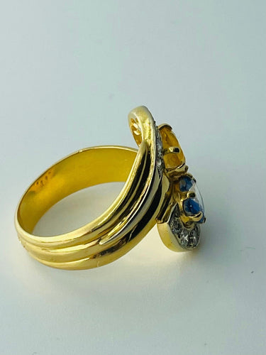 Bague Bague toi & moi or jaune saphirs diamants 58 Facettes