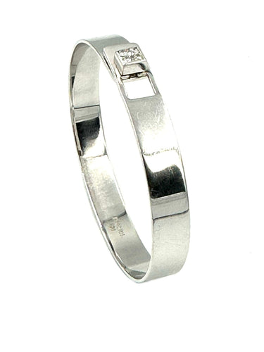 Bracelet DINH VAN. Bracelet Cube Serrure or blanc diamants 58 Facettes