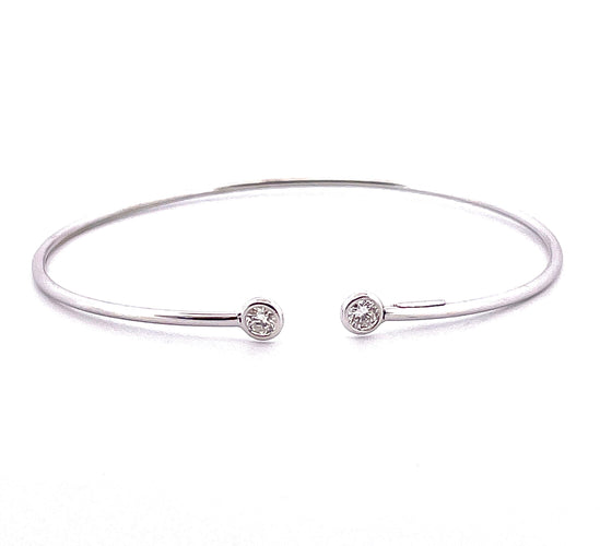 Bracelet Bracelet jonc or blanc diamants 58 Facettes