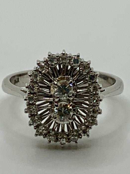 Bague Bague vintage Or blanc Diamants 58 Facettes