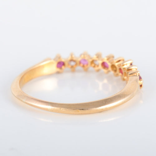 Bague 54.5 Demi-alliance Diamants et Rubis 58 Facettes 8397