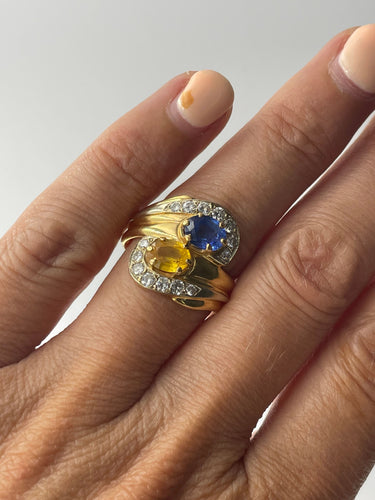 Bague Bague toi & moi or jaune saphirs diamants 58 Facettes