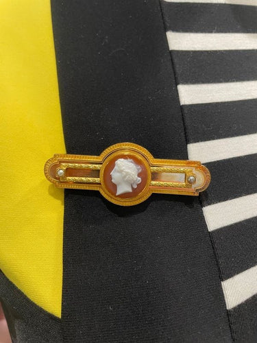 Broche BROCHE NAPOLÉON III CAMÉE  ET PERLES 58 Facettes 053351