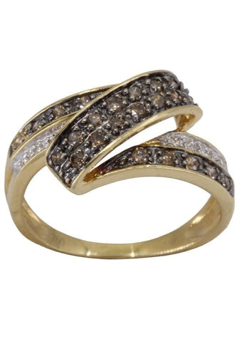 BAGUE MODERNE DIAMANTS CHAMPAGNE ET BLANCS 58 Facettes 060431