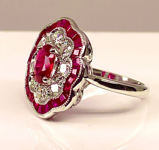Bague 51 Bague marguerite Or Rubis Diamants 58 Facettes AB215
