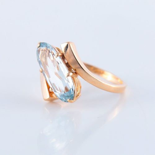 Bague 54.5 Bague Or rose Aigue-marine 58 Facettes JE93