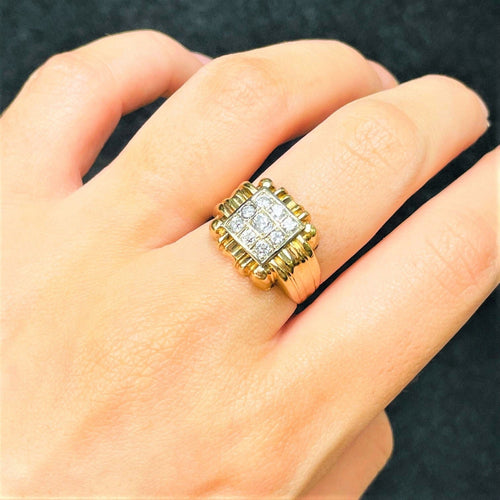 Bague 57 Bague Chevalière Diamants Or jaune 58 Facettes 20400000608