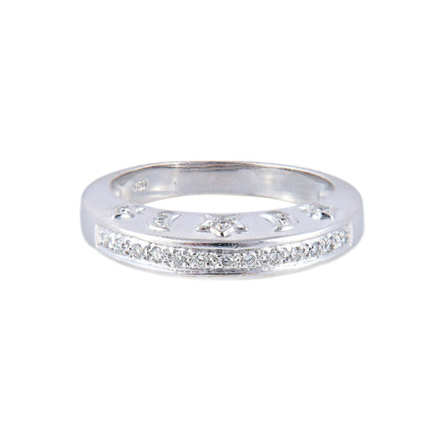Bague 53 Bague Diamants Lune et Etoiles 58 Facettes