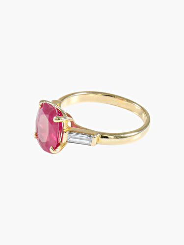 Bague 50 Bague Rubis Diamants baguette 58 Facettes