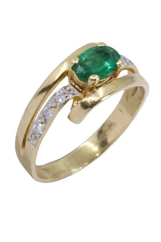 Bague 48 BAGUE MODERNE ÉMERAUDE ET DIAMANTS 58 Facettes 065671