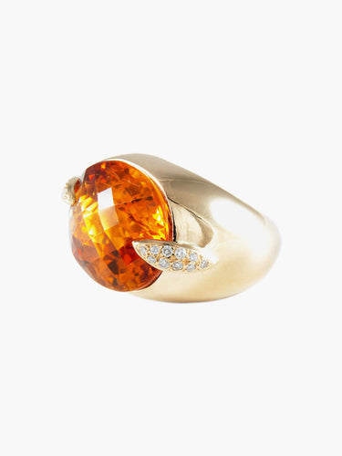 Bague 52 Bague Or jaune Citrine Diamants 58 Facettes