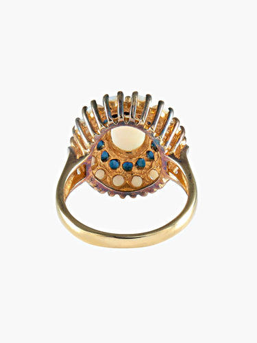 Bague 52 Bague fleur Opale et Onyx 58 Facettes