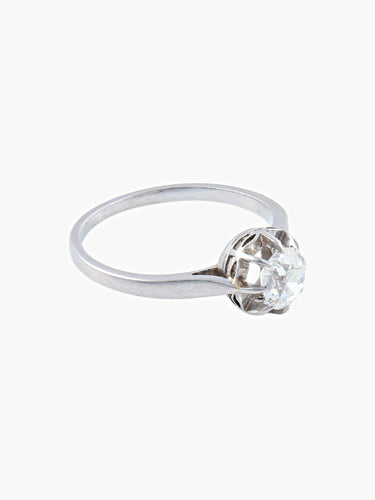 Bague BAGUE RETRO SOLITAIRE DIAMANT OR BLANC 58 Facettes