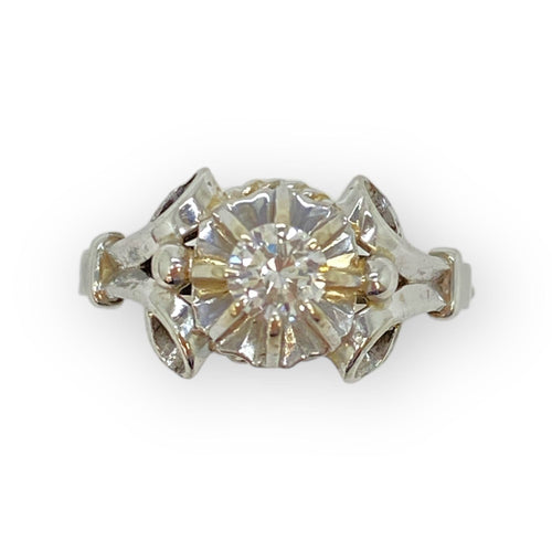 Bague 56 Bague ancienne or blanc diamants 58 Facettes