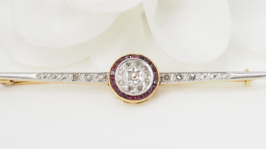 Broche Broche barrette Or Rubis Diamants 58 Facettes 27415