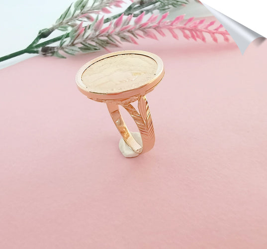 Bague Bague pièce 20 Francs Marianne coq 1907 or jaune 58 Facettes AA 1565