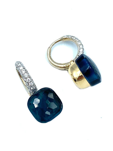 Boucles d'oreilles POMELLATO. Boucles d’oreilles topazes Blue London et diamants 58 Facettes