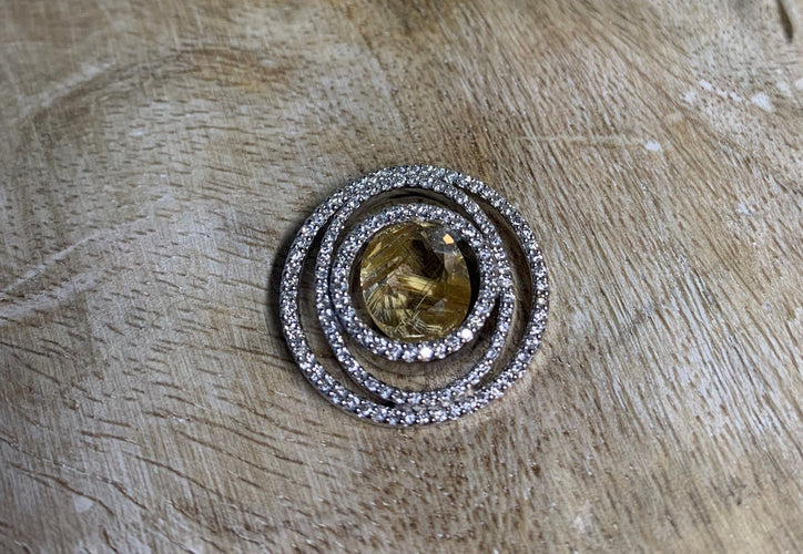 Pendentif Pendentif Or Quartz Cheveux de Vénus et Diamant 58 Facettes 20400000254/U