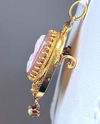 Broche Broche pendentif Camée Perles Epoque Napoléon III 58 Facettes AB188