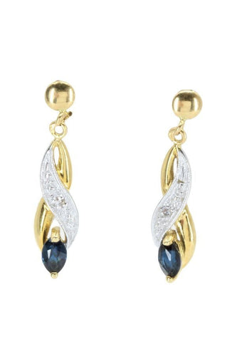 Boucles d'oreilles BOUCLES D'OREILLES PENDANTES SAPHIRS ET DIAMANTS 58 Facettes 045131