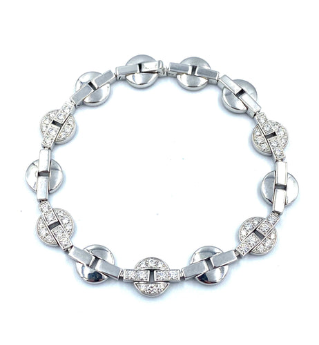Bracelet Cartier. Collection Himalia, bracelet or blanc 18K et diamants 58 Facettes