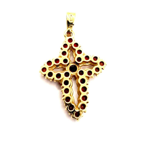 Pendentif CROIX OR JAUNE GRENATS 58 Facettes 3672