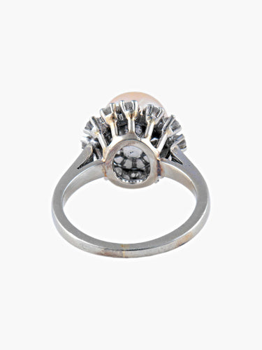 Bague Bague or blanc perle et diamants 58 Facettes 2069