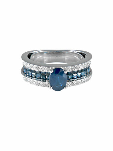 Bague 52 Bague Jarretière Saphirs et Diamants 58 Facettes